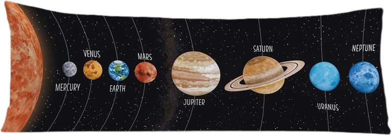 Exqcom Store Space Nursery Body Pillow Covers 20x54, Space Room Decor Gifts for Boys, Outer Space Universe Galaxy Planet Long Body Pillow Case Cover with Hidden Zipper for Kids Girls Boys - Image 1